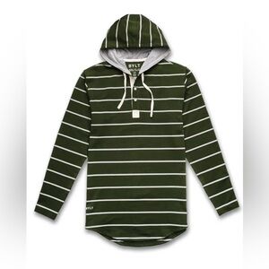BYLT Men’s Drop-Cut: LUX Hooded Henley, Green, Like New